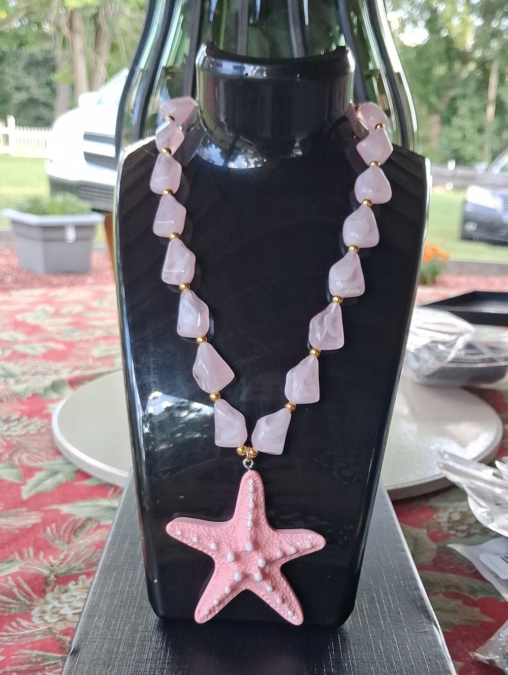 Pink Starfish Pendant Necklace - Women's Fashion Jewelry